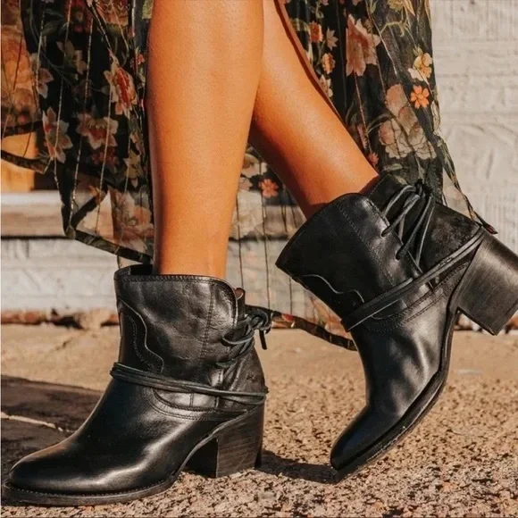 Freebird by Steven 'Casey' Black Leather Suede Heel Ankle